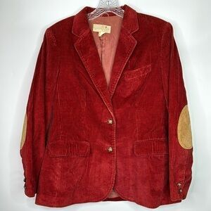 Vintage Grand Tier Red Corduroy ELow Patches Blazer Size 14 Japan
